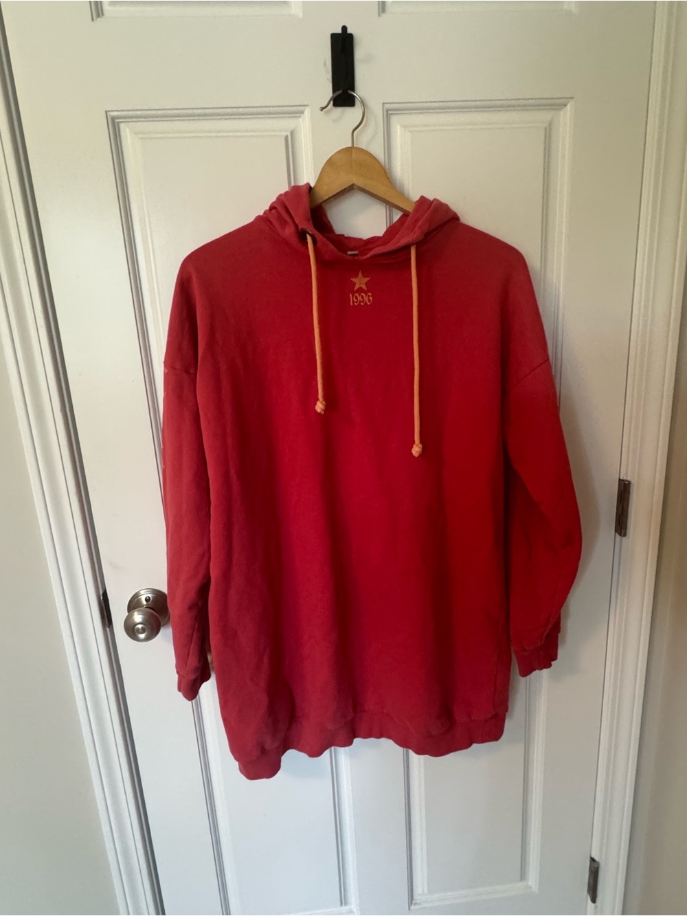 ASOS Red Hooded Sweatshirt Dress with  Drawstrings